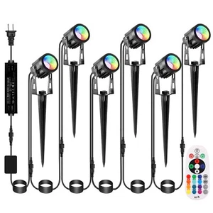 Outdoor Landscape Lighting, 6 Pack RGB Outdoor Spot Lights with Transformers ... - Picture 1 of 8