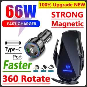 66W Fast Wireless Car Charger Automatic Clamping Mount Air Vent Phone Holder US - Picture 1 of 18