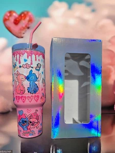 Bicchiere San Valentino Stitch 40 oz con coperchio manico e cannuccia acciaio inox - Foto 1 di 2