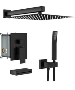 Lordear 12" Rain Shower System Faucet Wall Mount Dual Shower Heads With Valve - Picture 1 of 20
