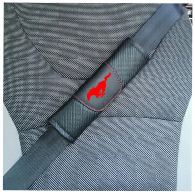 2pcs Fashion Carbon Fiber Leather Car Seat Belt Shoulder Pad for Ford Mustang - Image 1 of 4
