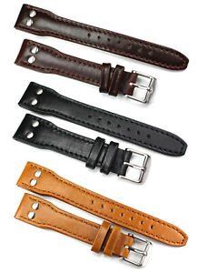 22 mm GENUINE LEATHER WATCH BAND STRAP PILOT AVIATOR MILITARY Style BRACELET IW