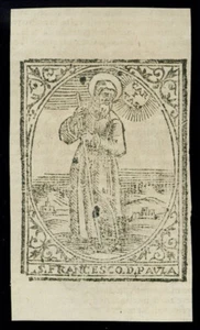 santino incisione xilografia 1600 S.FRANCESCO DI PAOLA - Picture 1 of 1
