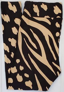 TC2 LuLaRoe Tall & Curvy2 Leggings Black Tan Animal Skin Print NWT U30 - Picture 1 of 6