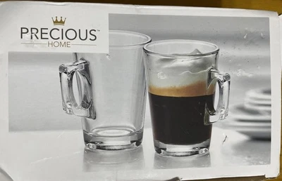 Juego de tazas de café espresso de 4 oz de vidrio transparente con asas grandes/6 nuevas Foto 1 de 4