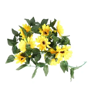 2PZ Girasole Ghirlanda Fiori Artificiali Vite Seta Finta Fiori del Sole Vit5831 - Foto 1 di 1