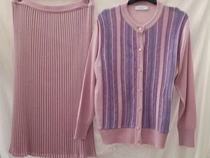Grazia 2 Piece Skirt Suit. 16 UK. Pink Purple. Button Front. Long Sleeves. Lined - Picture 1 of 9