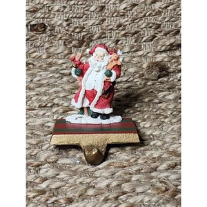 Vintage handbemalter Weihnachtsmann Weihnachtsstrumpf Aufhänger Halter mit Gusseisen Sockel - Bild 1 von 7