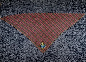 Boys Scouts Webelos Neckerchief Plaid Red Embroidered Logo Patch - Picture 1 of 6