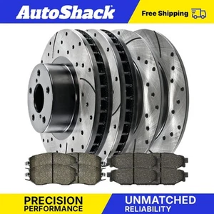 Front Rear Drilled Slotted Brake Rotors Ceramic Pads for Subaru Impreza - Picture 1 of 7