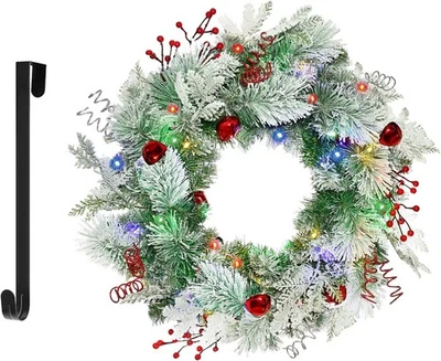 Christmas Wreath for Front Door 24inch - Light Up Artificial Christmas Wreath, L - Image 1 of 4