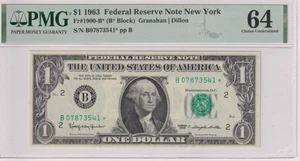 Fr 1900-B* STAR 1963 $1 FRN B07873541* bp 471 PMG 64 NEW YORK NON MULE - Picture 1 of 2