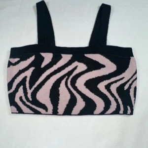 525 America Zebra Print Cropped Knit Tank Top Adjustable Strap Quartz Multi NWT - Picture 1 of 8