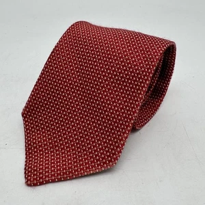 Corbata de diseñador Ermenegildo Zegna para hombre roja seda tejida patrón geométrico - Imagen 1 de 6