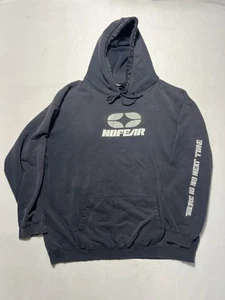 VINTAGE No Fear Sweatshirt XL NAVY DISTRESSED Hoodie Logo Skater Streetwear Y2K - Picture 1 of 13