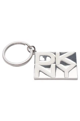  DKNY Portachiavi Donna Argento Logo Elegante Lussuoso Metallo - Immagine 1 di 2