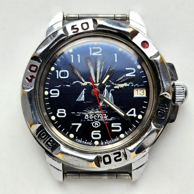 Reloj de buceo vintage Vostok Komandirskie 2414 А flota naval rusa / MEJOR ESFERA Foto 1 de 4