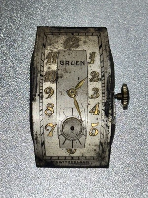 Vintage Gruen Men's Watch Movement Parts/Repair Rectangle 15j Swiss Foto 1 de 4