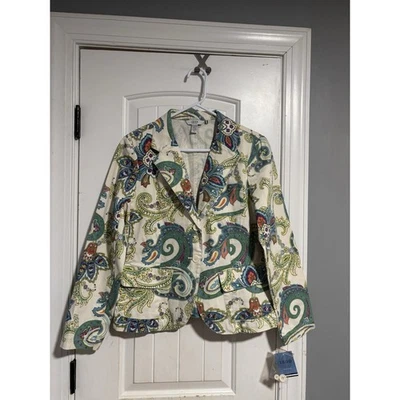 Chaqueta Blazer Vintage Izod Paisley Para Mujer Chaqueta De Colección Talla PL Foto 1 de 4