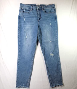Nicole Miller Jeans Women's 12 Blue Soho High Rise Ankle Skinny Distressed Denim - Picture 1 of 21