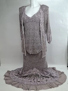 Ann Balon Rock Weste Bolero Jacke Gr. Large Flieder Spitze Brautmutter gemarkt - Bild 1 von 18