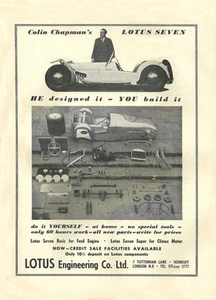 Kit de anuncios vintage y muy raro Lotus Seven 1959 mejor que el estampado de calidad original - Imagen 1 de 1