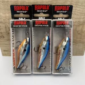 (3) Rapala Shad Rap Deep Runner SR-7 CBSD CHROME BLUE SHAD Crankbait - Picture 1 of 5