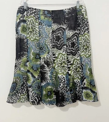 Lafayette 148 Flounce Skirt Linen Blend Multicolor Floral Pleated Size 14 - Image 1 of 4