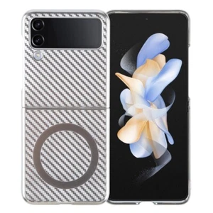 For Samsung Galaxy Z Flip4 6D Plated Carbon Fiber Clear Magsafe PC Phone Case - Photo 1 sur 2