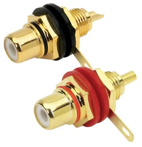 Dynavox Cinch Buchse zum Einbau Schwarz/Rot oder Paar, Cinchbuchse RCA vergoldet - Bild 1 von 10