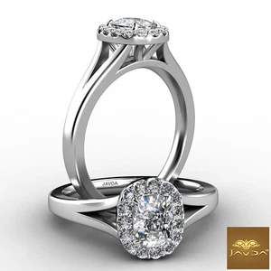 Anillo solitario de compromiso cojín vástago dividido pavé de diamantes en U GIA F VVS2 0,7 quilates - Imagen 1 de 12