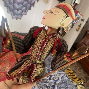 Vtg Indonesian Wayang Golek Wooden Stick Rod Puppet Doll Carved Handmade READ - Picture 1 of 16