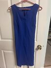 Vintage Talbots Linen Blend Dress Womens 10 Navy Blue Tie Back Belt Zipper 90s