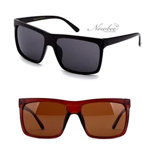 Sunglasses Bold Thick Square Lens Straight Flat Top Sporty Men Women - Picture 1 of 5