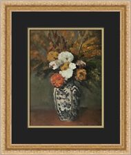 Paul Cezanne Dahlias in a Delft Vase Custom Framed Print