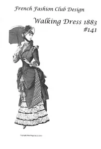 Vestido para caminar de moda francesa patrón 1883 #141 para muñeca. - Imagen 1 de 1
