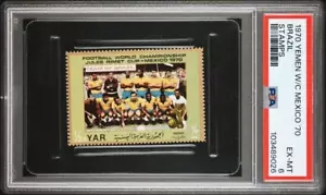 TEAM BRAZIL (w/PELE)- 1970 Y.A.R. Stamp - FIFA World Cup Mexico 1/3B Stamp PSA 6 - Bild 1 von 2