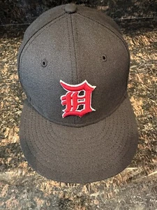 Detroit Tigers Hat Cap Fitted 7 5/8 Black New Era 59Fifty WOOL Baseball MLB Mens - Picture 1 of 9