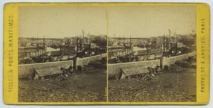 Stereoanlage 1870-80 Jules Andrieu. Bretagne. Hafeneinfahrt in Brest. Hütten. - Bild 1 von 3
