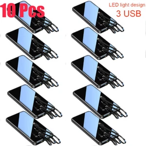 10x Power Bank10000mAh Backup External Battery Pack Charger for Cell Phone 3-USB - Picture 1 of 12
