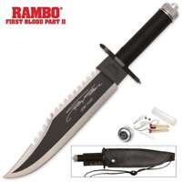 RAMBO FIRST BLOOD PART 2 SURVIVAL HUNTING KNIFE LEATHER SHEATH 