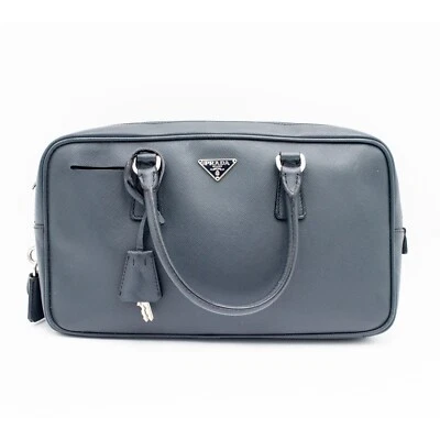 Prada Saffiano Leather Blue Gray Handbag - Image 1 of 4