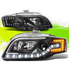 LED DRL Projector Headlight Lamps for Audi A4 Quattro S4 06-08 Black Amber Pair