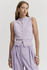 Country Road GSC Certified Cashmere Blend Lilac Size M NWT Button Knit Vest - Picture 1 of 4