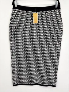Michael Kors Logo MK Pencil Knit Rock Schwarz Weiß Large NEU - Bild 1 von 6