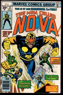 Nova #13 1977 en buen estado/en muy buen estado raro 35 centavos variante Sandman Foto 1 de 2