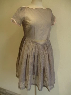 Vestido para mujer S M de colección años 40 años 50 gris puro rosa lunares Rockabilly punteado Foto 1 de 4