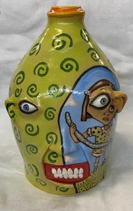 Brocca Stacy Lambert primitiva arte popolare meridionale ceramica faccia di uccellino precoce - Foto 1 di 9