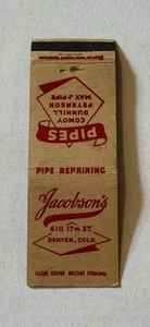 Cubierta de colección Matchbook Jacobsons Pipe Repair Denver Colorado 177B - Imagen 1 de 1