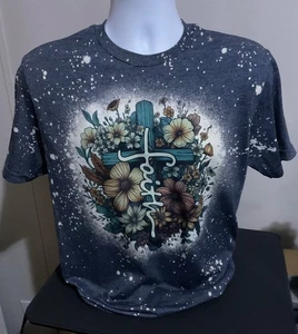 Gildan Soft style Bleached Tee, Floral Faith Graphic Bleached Tees - Picture 1 of 2